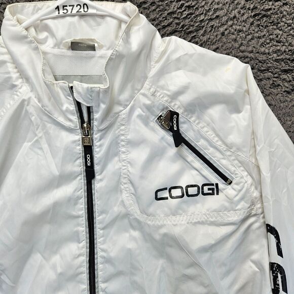 Coogi 69 Jacket Men Size Large White Full Zip Windbreaker Reflective‎ - Picture 2 of 13